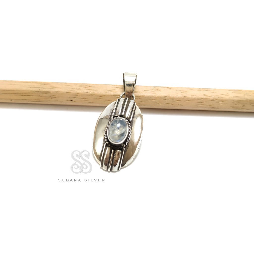 Liontin Kalung Perak Polos Moonstone Amethyst Silver 925 Bali