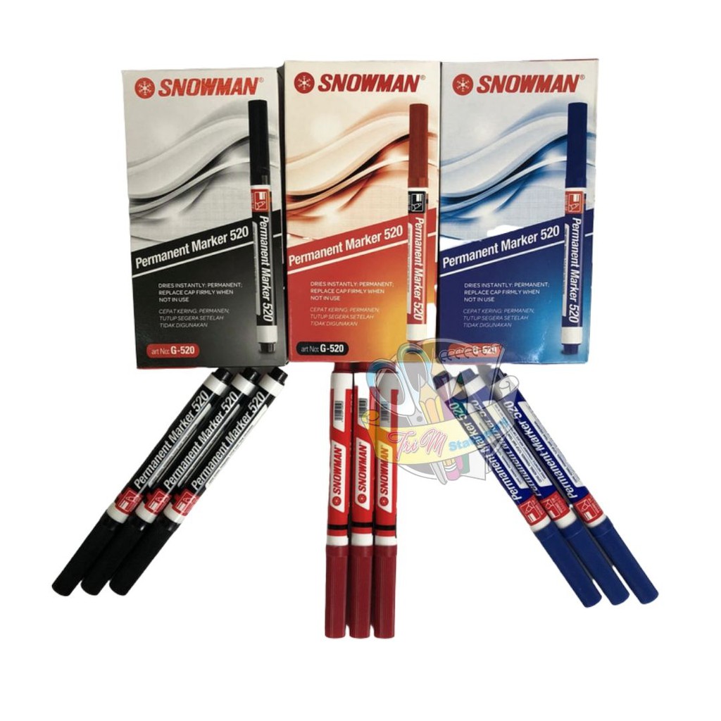 

Spidol SNOWMAN Permanent Marker G 520 [ BOX ISI 12 ]