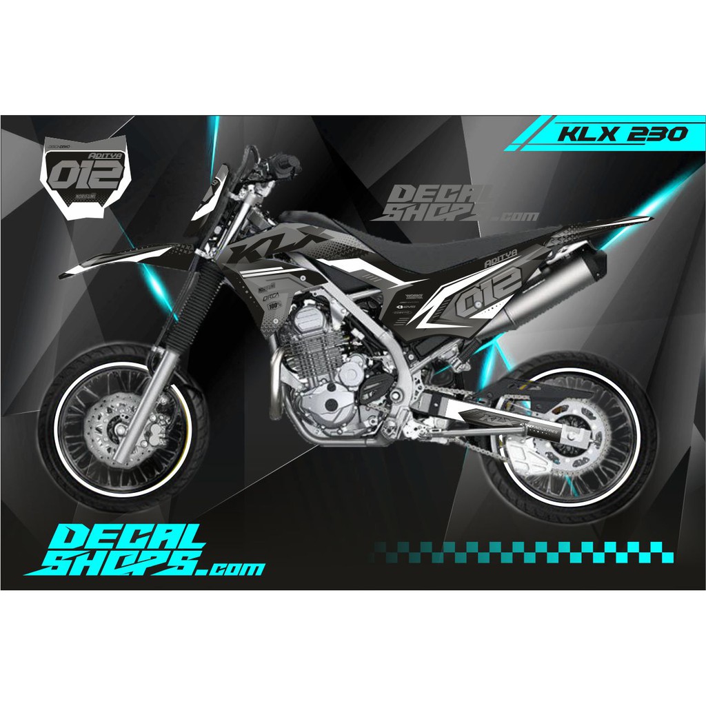 DECAL KLX 230  MURAH DECAL KLX 230 KEREN DECAL KLX 230 MERAH HITAM DECAL KLX 230 SUPERMOTO putih