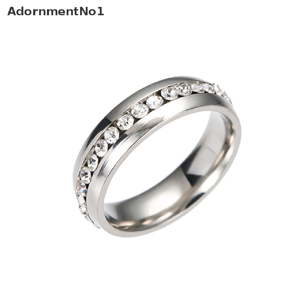 (AdornmentNo1) Cincin Pasangan Bahan Stainless Steel Hias Berlian Imitasi Untuk Pria / Wanita