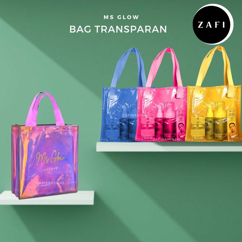 tas ms glow transparan totebag ms glow souvenir ms glow