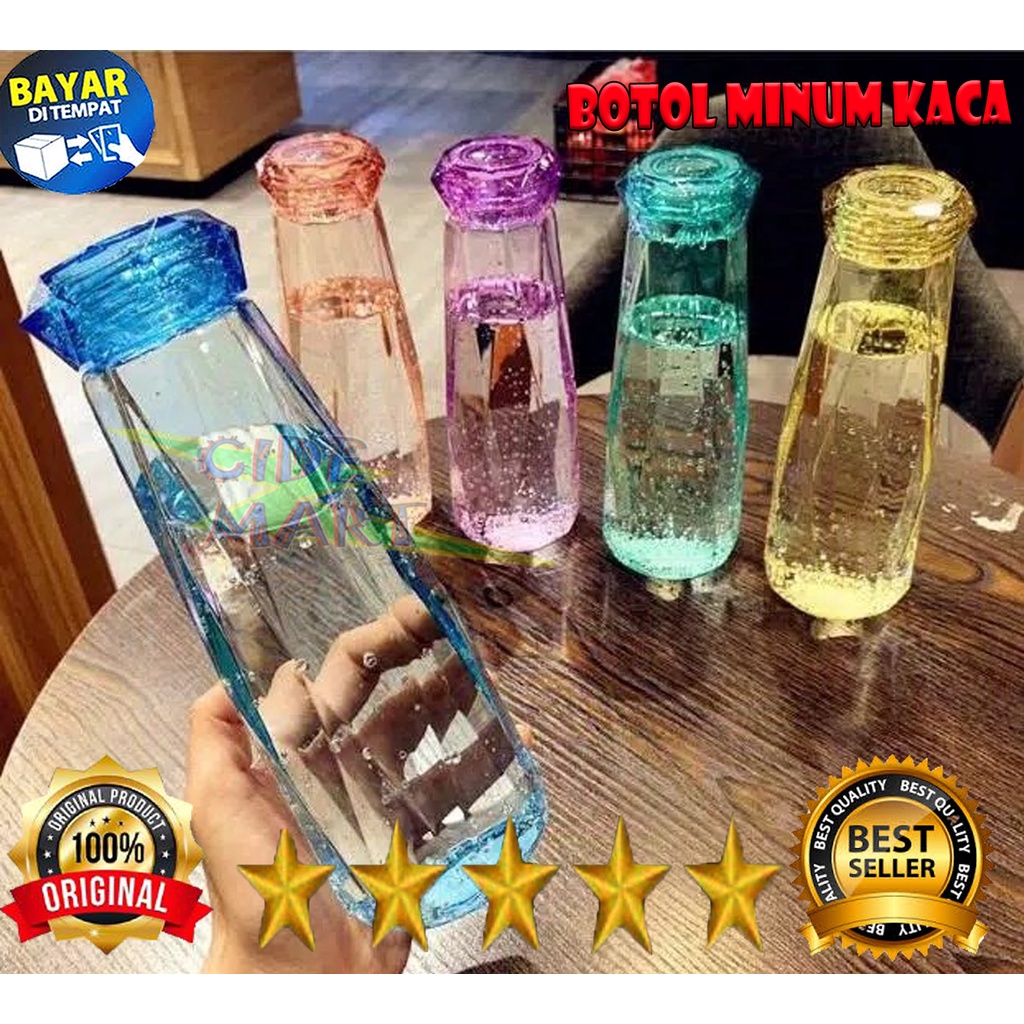 BOTOL KACA MINUM DIAMOND KRISTAL KAPASITAS 485ML BOTTLE IMPORT CRYSTAL