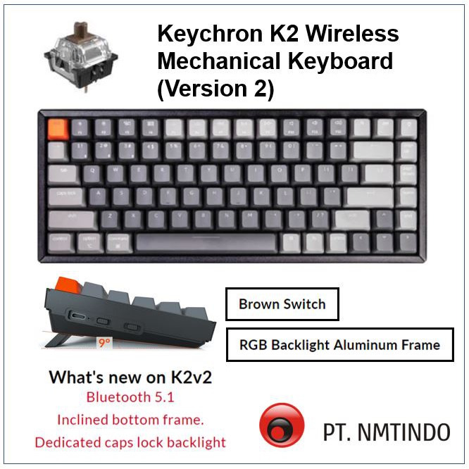 Keychron K2 version 2 RGB Backlight Aluminum Frame Wireless Mechanical