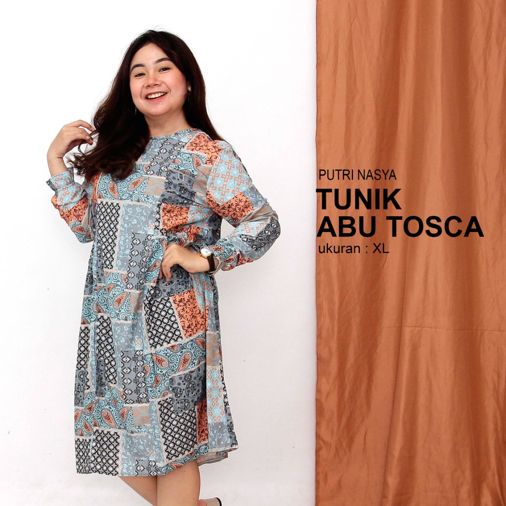 Tunik long rayon big size motif/ atasan wanita jumbo / atasan tunik / tunik kerja / tunik motif