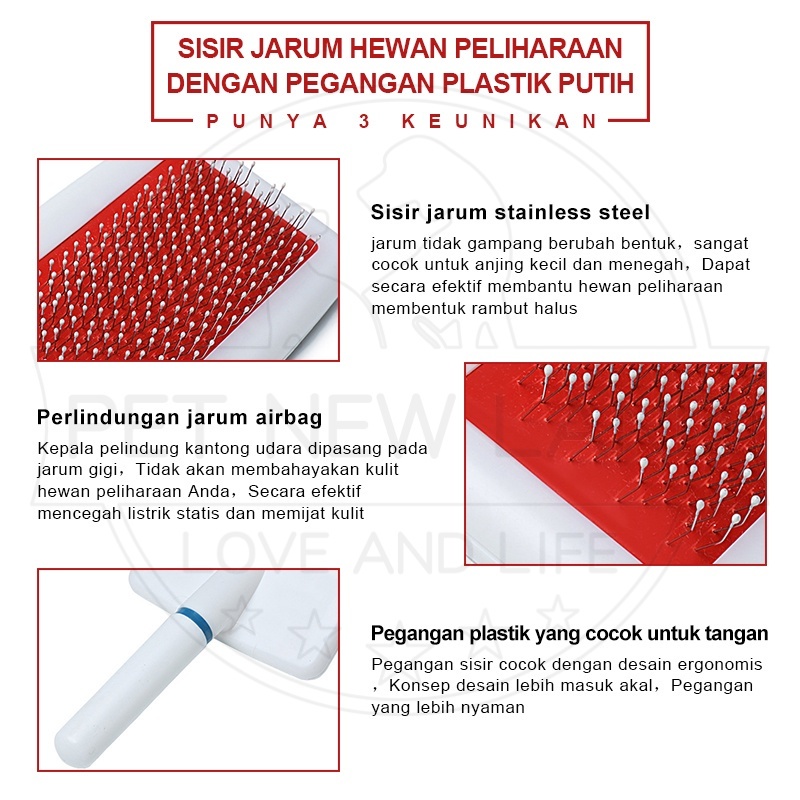 Sisir Kawat Grooming Sikat Kucing Anjing Pijat Perawatan Rambut Grooming Hewan