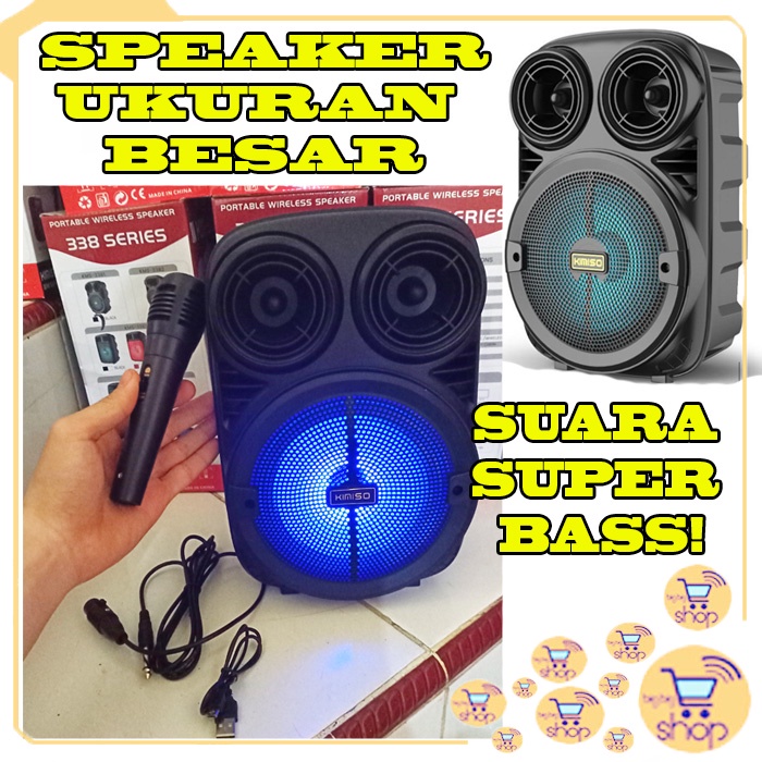 [UKURAN BESAR] SPEAKER BLUETOOTH 3381 FREE MICROFON / Speaker Aktif Bluetooth Kimiso 3381 Bonus Mic / Speaker Bluetooth Karaoke Outdoor