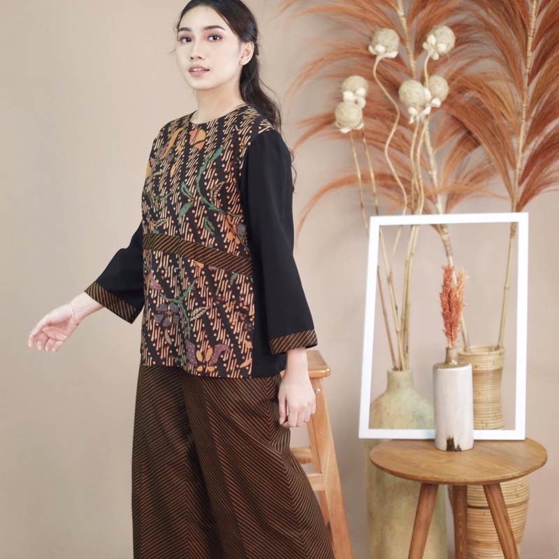 Set Batik Exclusive - Setelan One Set Blouse Celana Wanita Murah Katun Premium