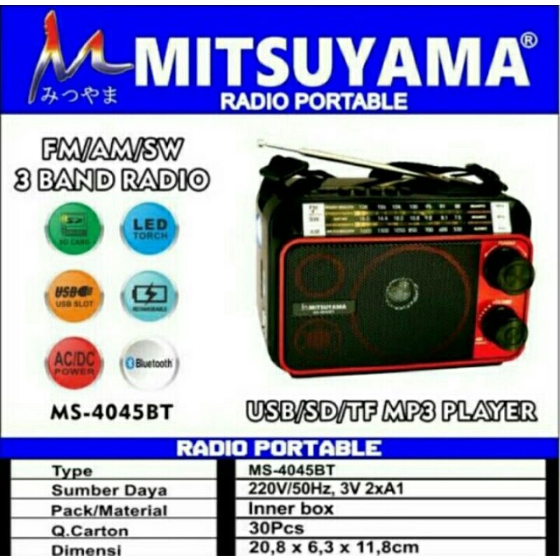 Cod Radio Mitsuyama Speaker Bluetooth MP3 MS 4055//4044 Original