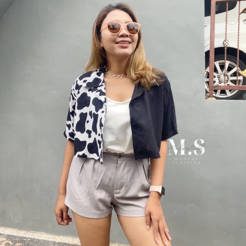 Kemeja Two Tone Crop