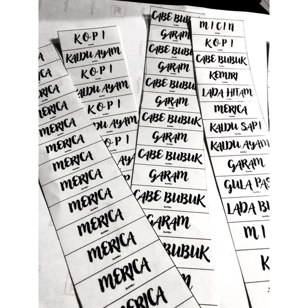 STIKER BUMBU DAPUR / STIKER NAMA BUMBU MURAH