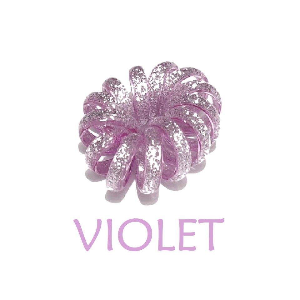 Ikat rambut Spiral Jumbo Tebal Kuncir Rambut Kabel Telepon Karet Rambut Kilap Glitter Spiral Hair Ties-IR SGJ(1542A)-VIOLET