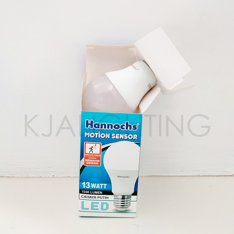 BOHLAM LAMPU HANNOCHS SENSOR GERAK MOTION SENSOR 13 WATT LED BULB