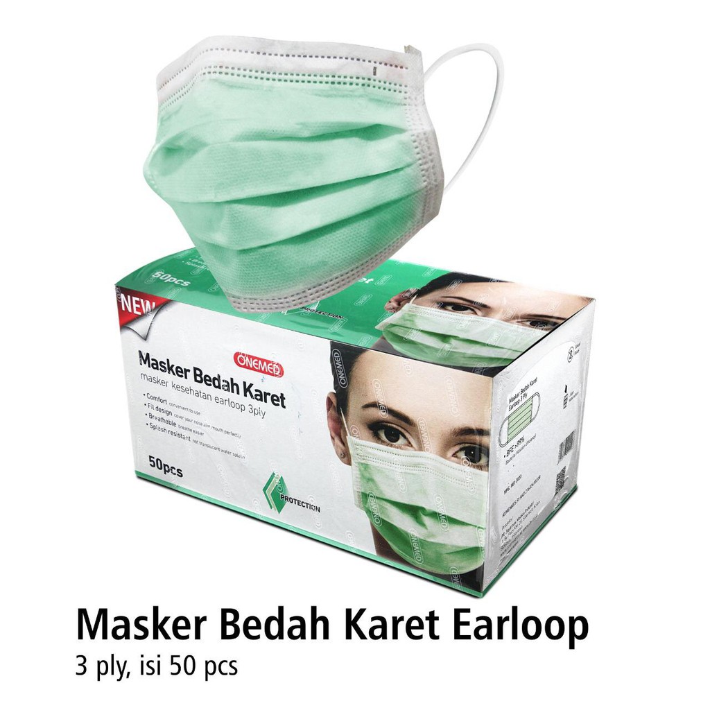 Jual Masker Onemed Bedah Karet Medis Earloop Green Isi 50 Pcs - Masker ...