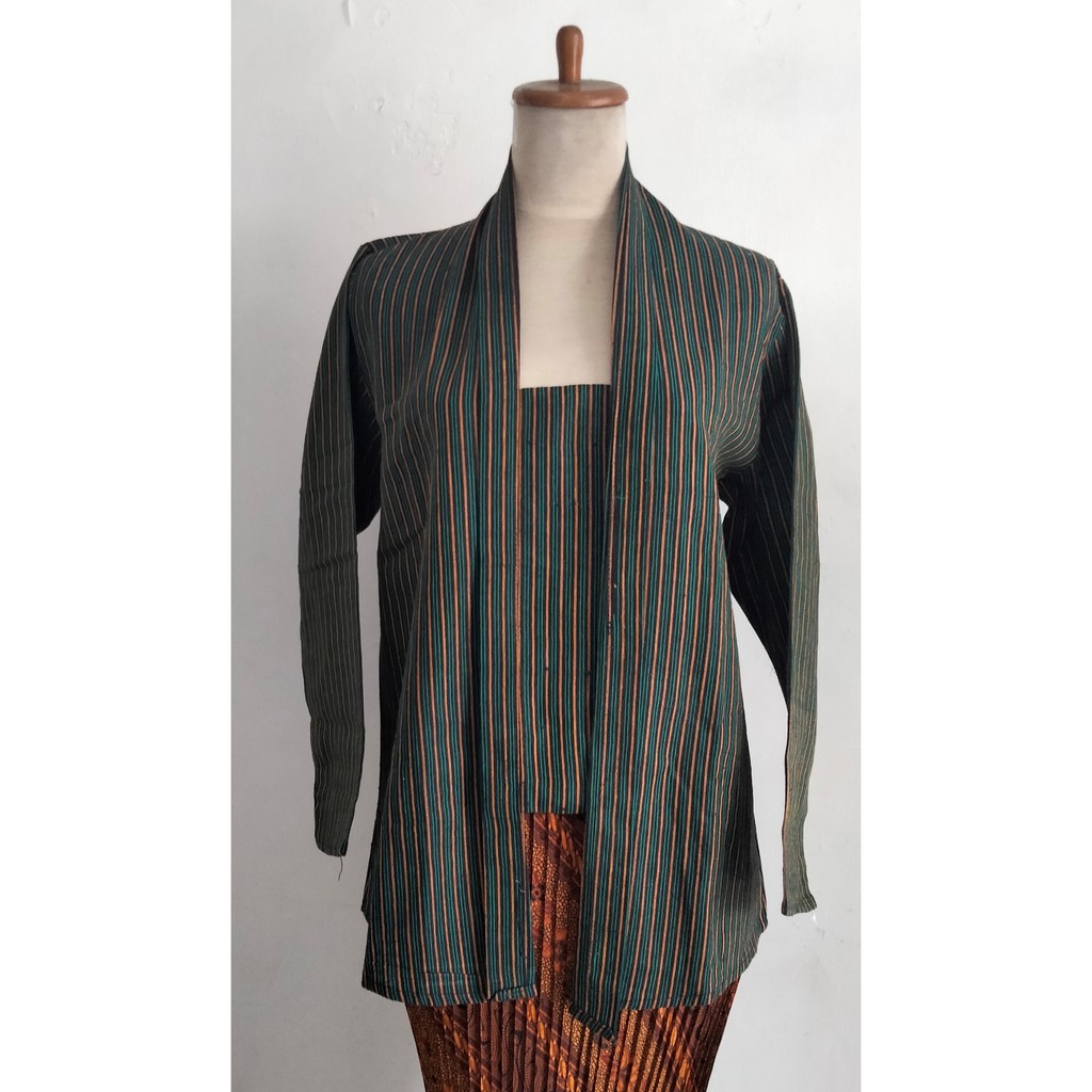 KEBAYA LURIK / SURJAN ( CORAK HIJAU HITAM COKLAT  ) LD : 100