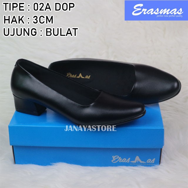 Sepatu PDH Kantor Bulat 02A Erasmas Persit Bhayangkari Polwan PNS Hak 3cm