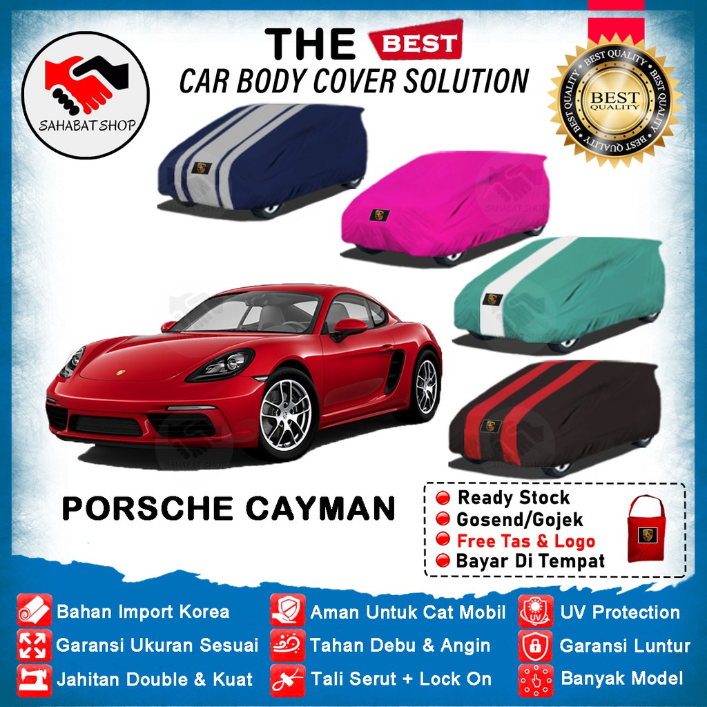 Sahabat Body Cover Mobil Cayman / Sarung Penutup Porsche Cayman Outdoor 2013 2014 2015 2016 2017 2018 2019 2020 2021 2022 / Tutup Mantel Selimut Mantol Kerudung Kerodong Tutupan Jas Pelindung Bungkus Sedan Cayman Anti Air Waterproof Model Biru