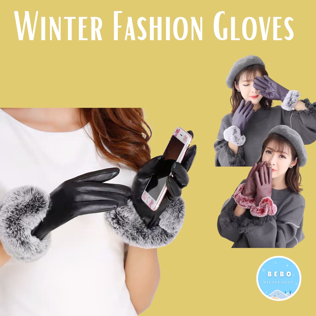 Sarung tangan bulu musim dingin dewasa touch screen gloves winter