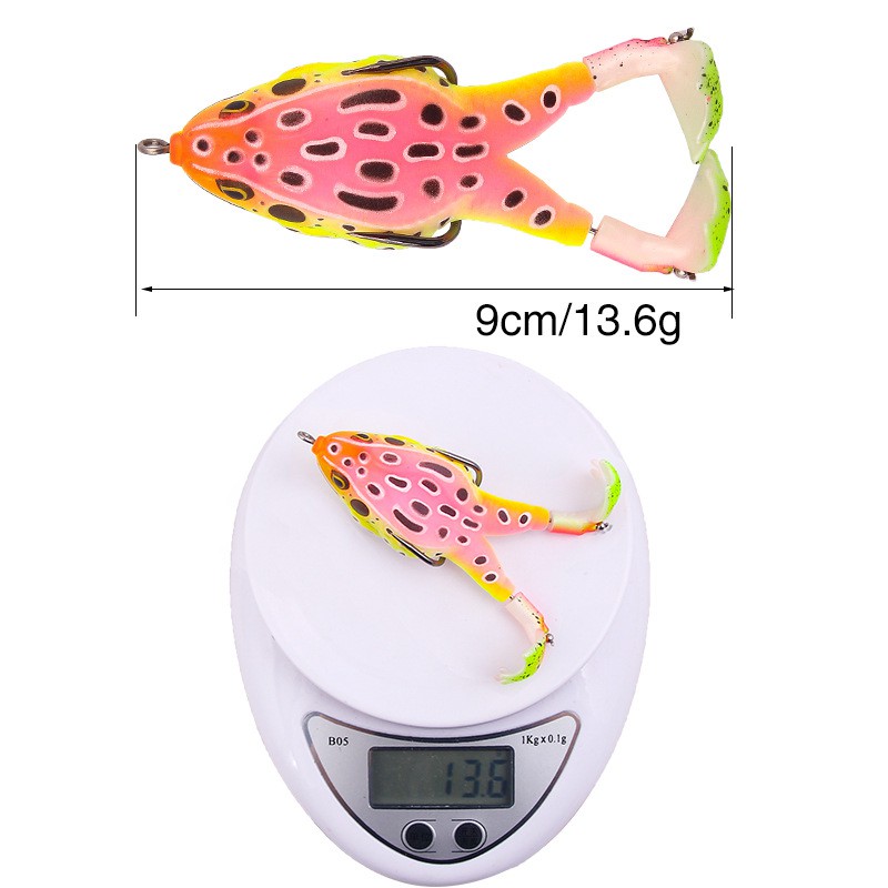 SYFishing 1Pcs New Umpan Pancing Buatan Bentuk Kodok Bahan Silikon Ukuran 9cm 13.5g Frog Fishing Lure Katak Dengan Kaki Berputar Permukaan Rotating Legs Thunder Frog