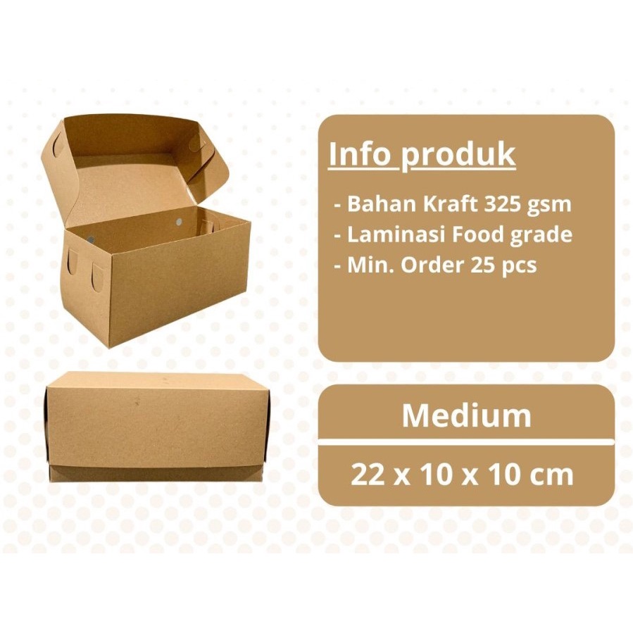 

Bomboloni Box Kraft M 22x10x10 cm 10 pcs laminasi kotak bolu gulung