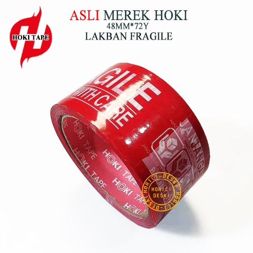 ASLI FULL MEREK HOKI LAKBAN FRAGILE 48MM*72Y JANGAN DI BANTING ISOLASI