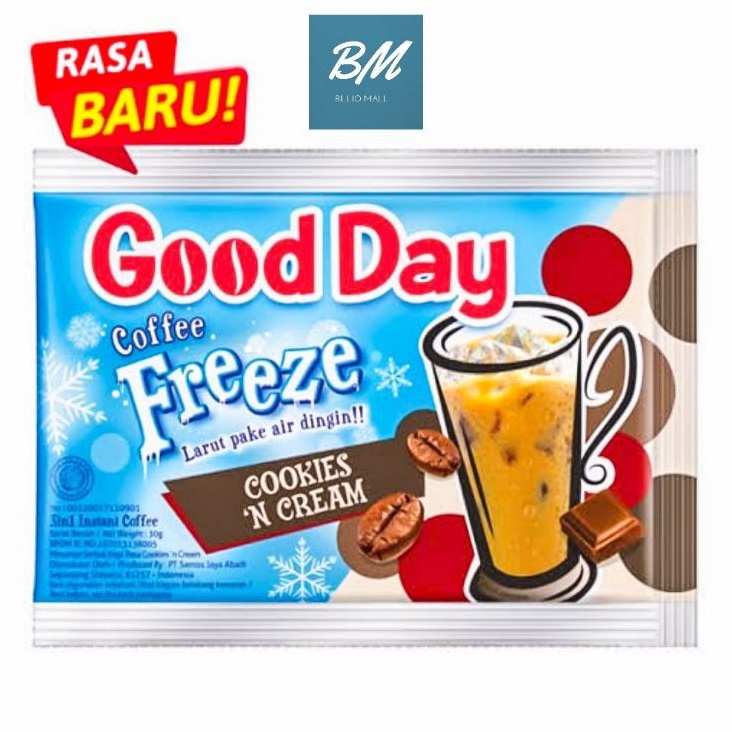 

Good Day Freeze Cookies n Cream 1 Renceng isi 10 Pcs x 30 gr / Kopi Good Day Coffee Freeze Cookies n Cream Renceng 10 x 30 gr