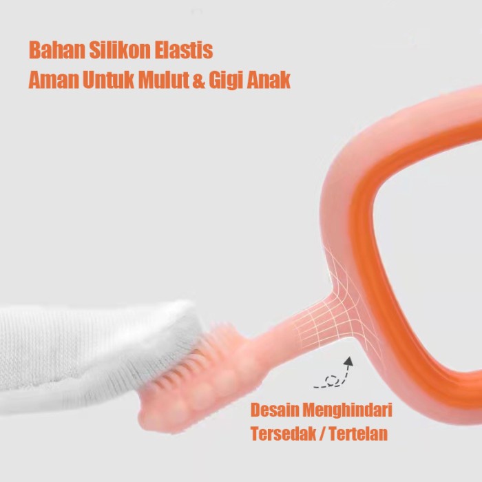 Bostonstore Sikat gigi bayi silikon brush teeth anak 3in1 set 3-12bulan / Sikat Gigi Silikon Bayi / Sikat Gigi Silikon Anak / Sikat Gigi Anak Bentuk U Bahan Silikon Toothbrush Bayi / Training Toothbrush / Tooth Brush Baby Silicon type U Sikat Gigi