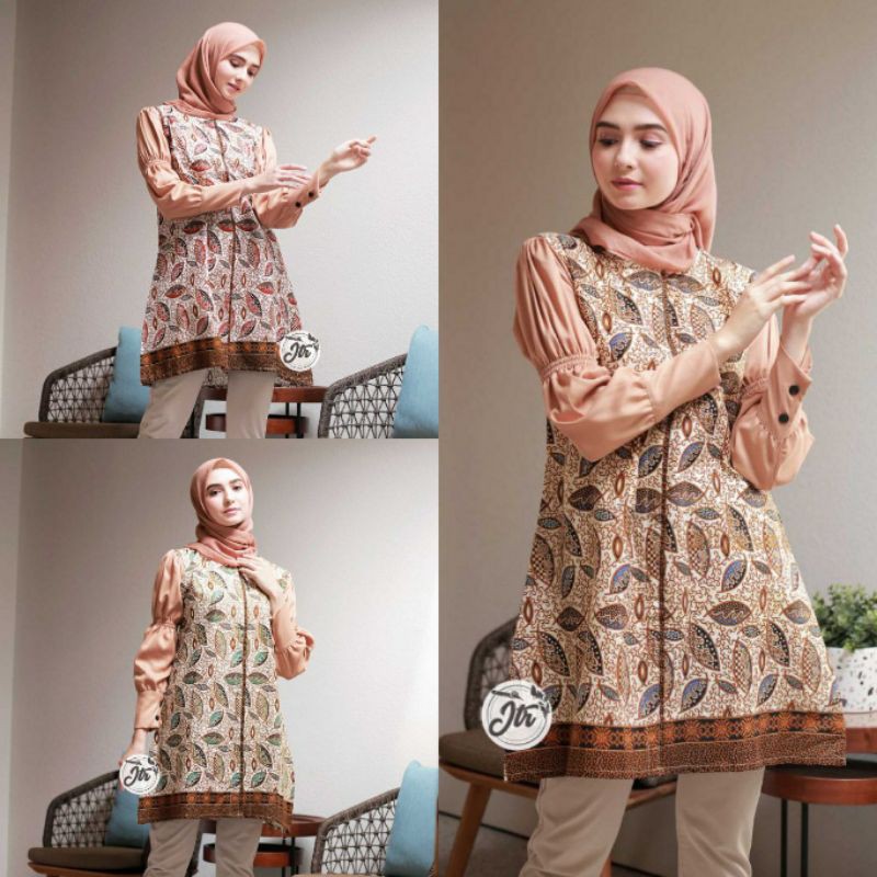 Batik Alina Baju Batik Wanita Modern Atasan Batik Kerja Wanita Tunik Batik Kantor Seragam M L XL XXL