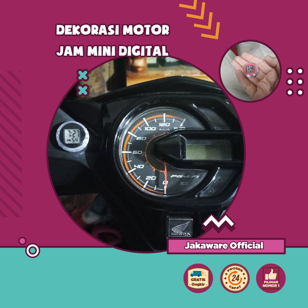 DEKORASI MOTOR JAM MINI DIGITAL WATCH STICK ON CLOCK VARIASI KACA SPEEDOMETER SPEDOMETER ODOMETER SP