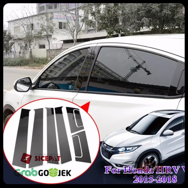 Garnish Pilar Pintu Honda HRV Glossy Piano Black PVC Kualitas Terbaik