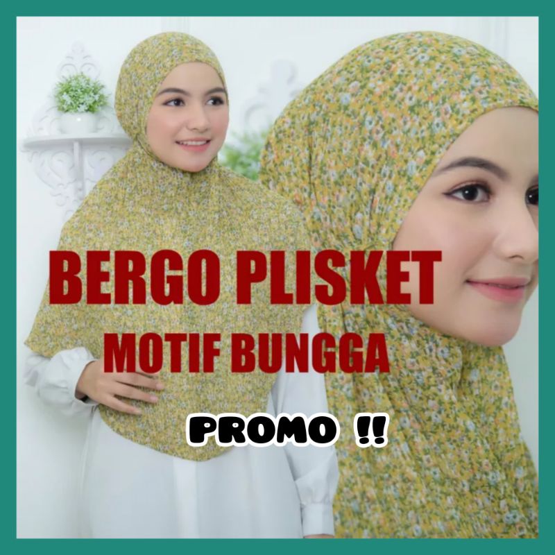 BERGO PLISKET | Bergo Plisket Motif Bunga