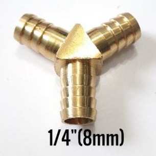 Nepel Cabang tiga Y 1/4inci Kuningan / Sambungan selang Cabang 3