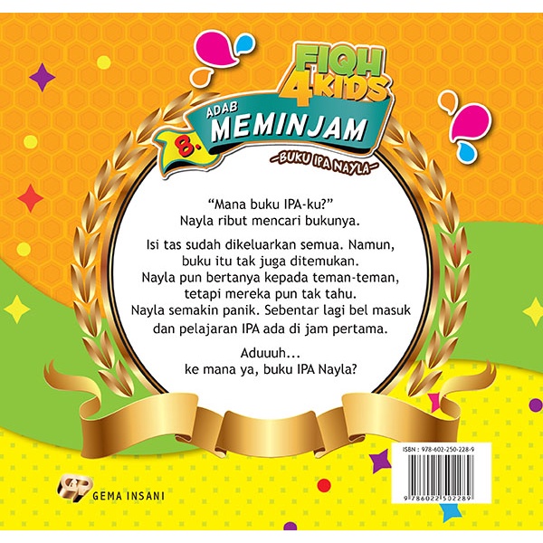 Buku Fiqh For Kids 8 : Buku IPA Nayla - Adab Meminjam - Gema Insani 100% Original