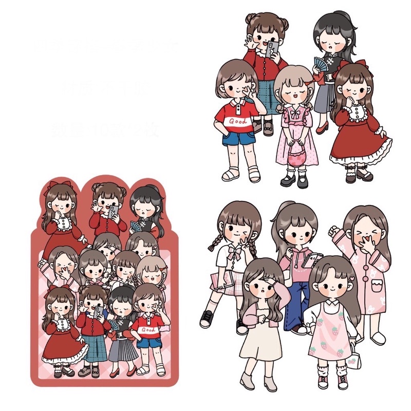 

STIKER/STICKER RED-PINK DRESS EDITION / Aesthetic stiker/Journaling/Decorating/Paper sticker/Scrapbook/DIY Crafts