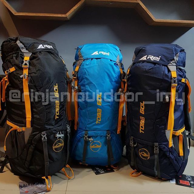 TAS GUNUNG AREI TOBA 60L TAS KERIR TAS CARRIER REI 60L TOBA BIRU TAS OUTDOOR AREI TOBA