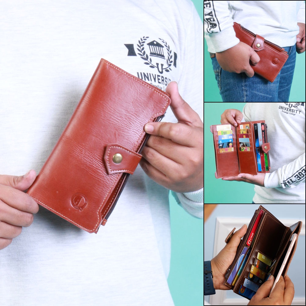 Dompet Kulit Pria Dompet Panjang Kartu Pria Lipat Kulit Sapi Asli Original F015 Dompet Pria Panjang Modern Compact GENUINE LEATHER Card Wallet GARANSI ORIGINAL