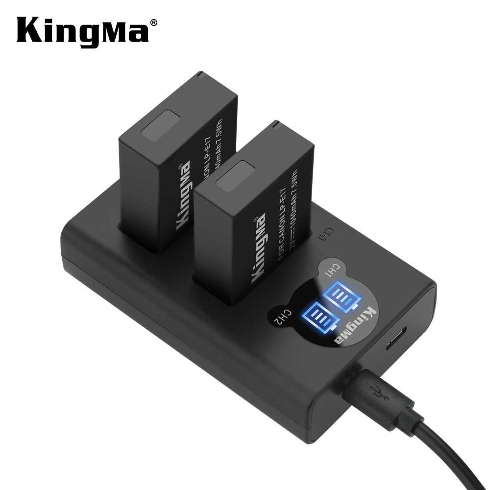 KingMa Dual Charger BM048 + 2 Baterai LP-E17 Canon EOS 77D M3 M5 M6 Hitam