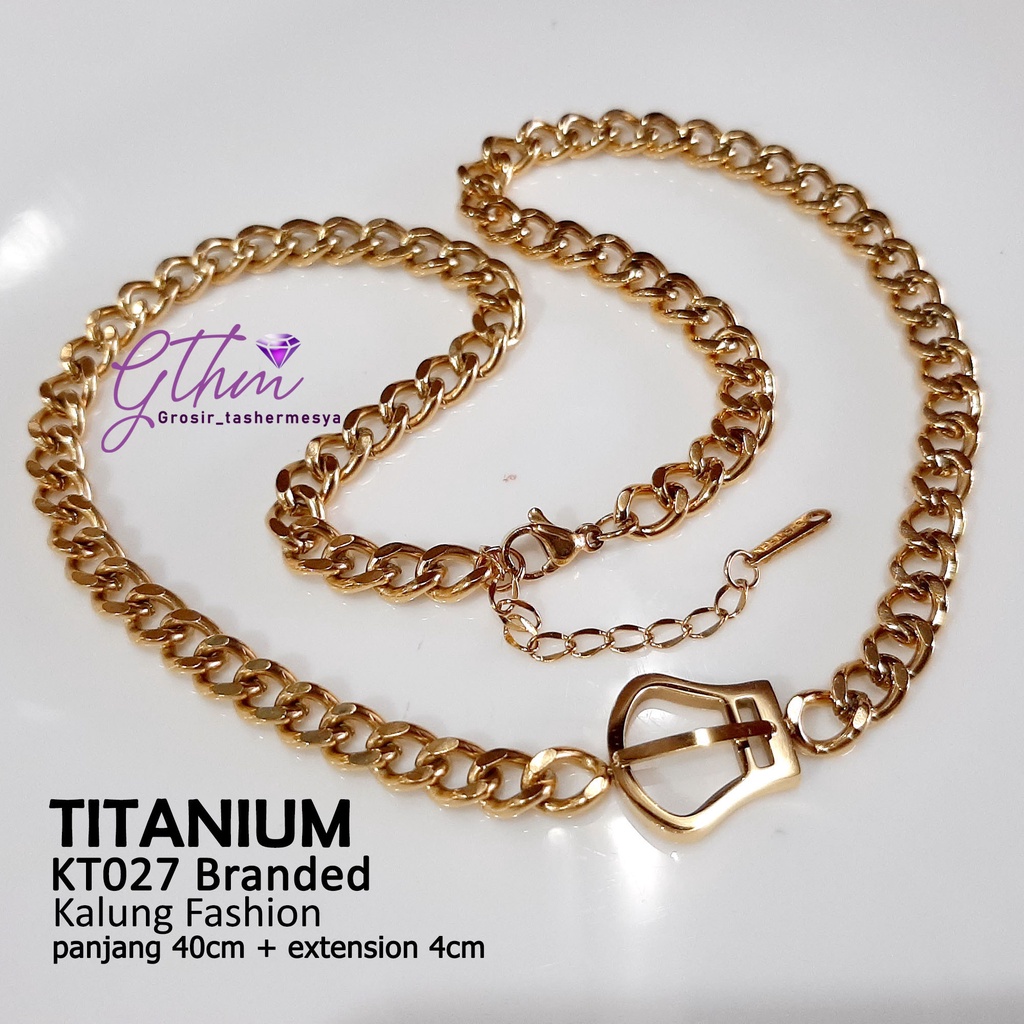 kalung titanium wanita SF kt027 gesper Kelly branded style perhiasan imitasi pengganti emas asli keren banget