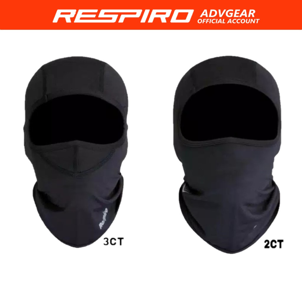 MASKER MOTOR RESPIRO BALACLAVA BLACK ALL - MASKER FULL FACE ANTI RAMBUT RONTOK CEGAH HELM BAU