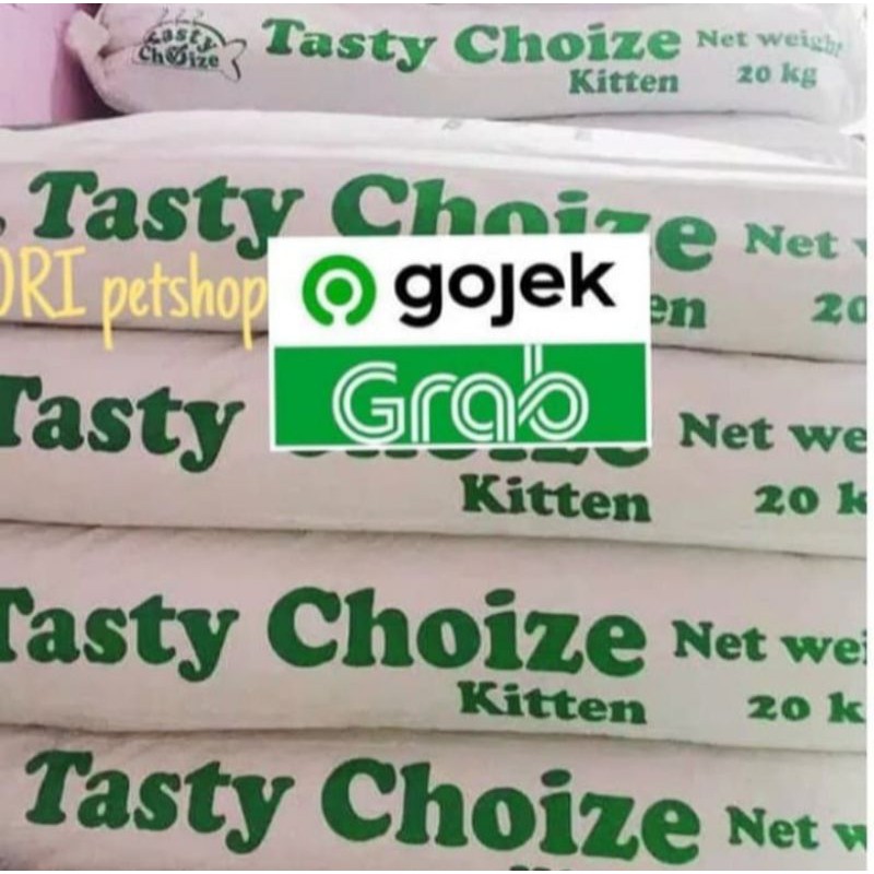 Grab Gojek Only makanan kucing tasty choize kitten 20 kg