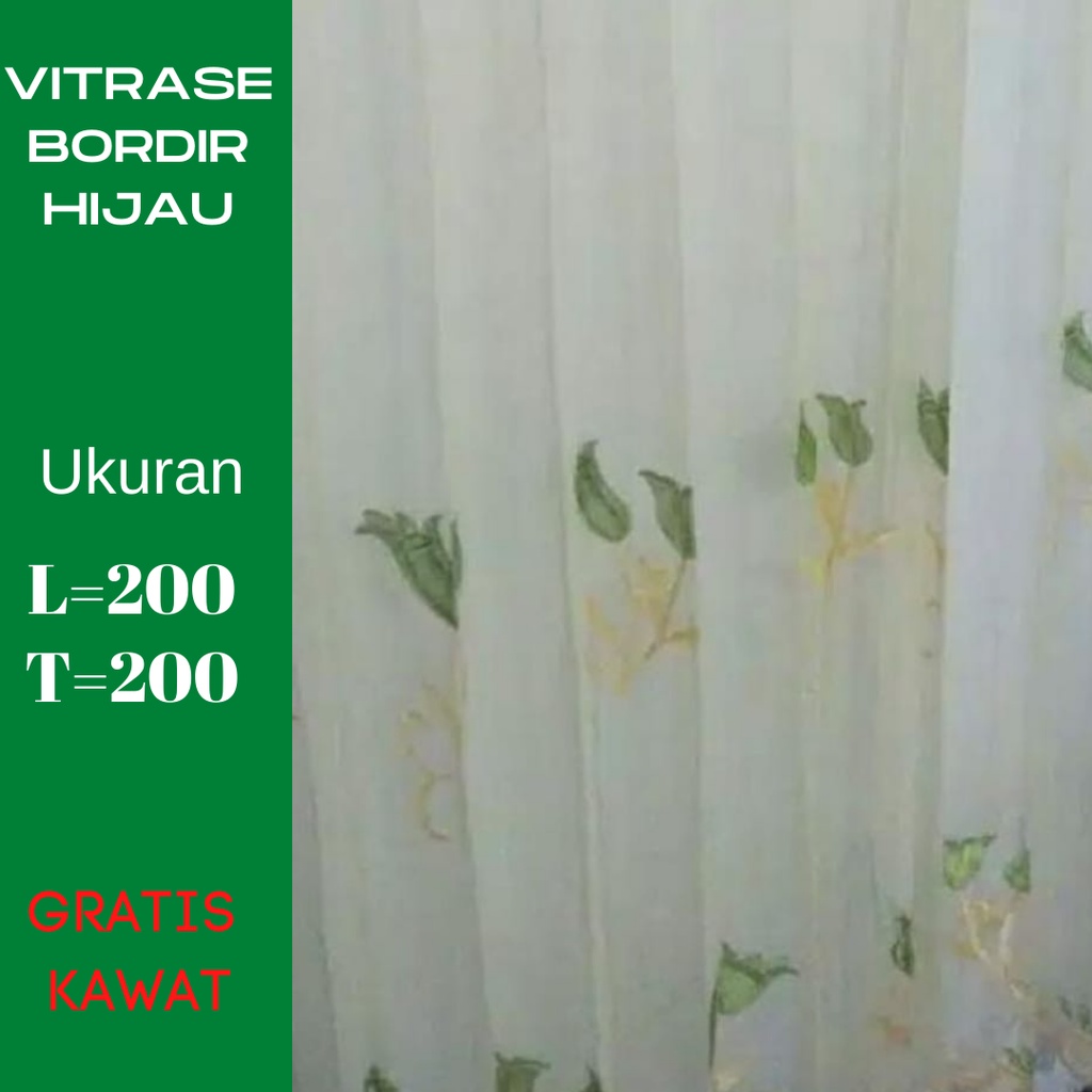 Vitrase Gorden Bordir Vitrase Hordeng Jendela Pintu Rumah Minimalis Ukuran 200x200 cm
