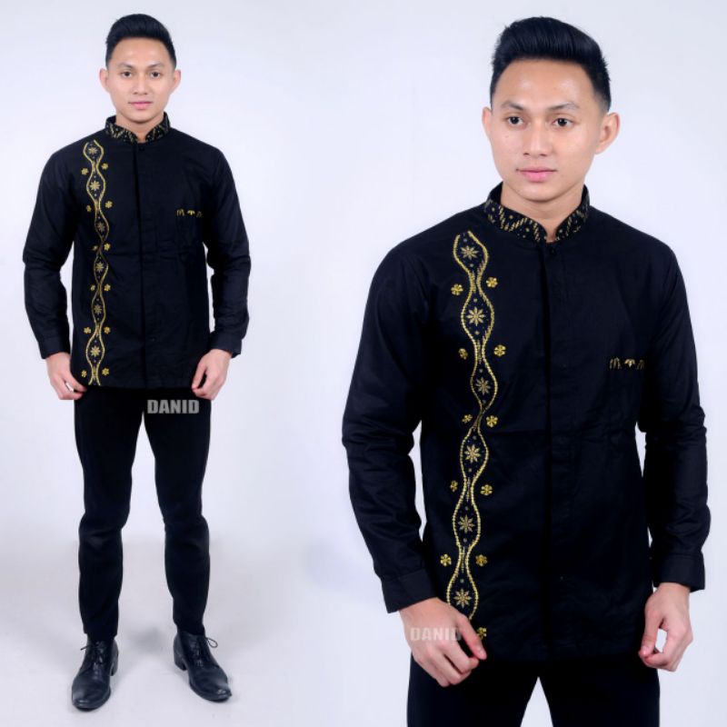 Baju koko bordir rantai gold terbaru size m, l, xl ( ORIGINAL )