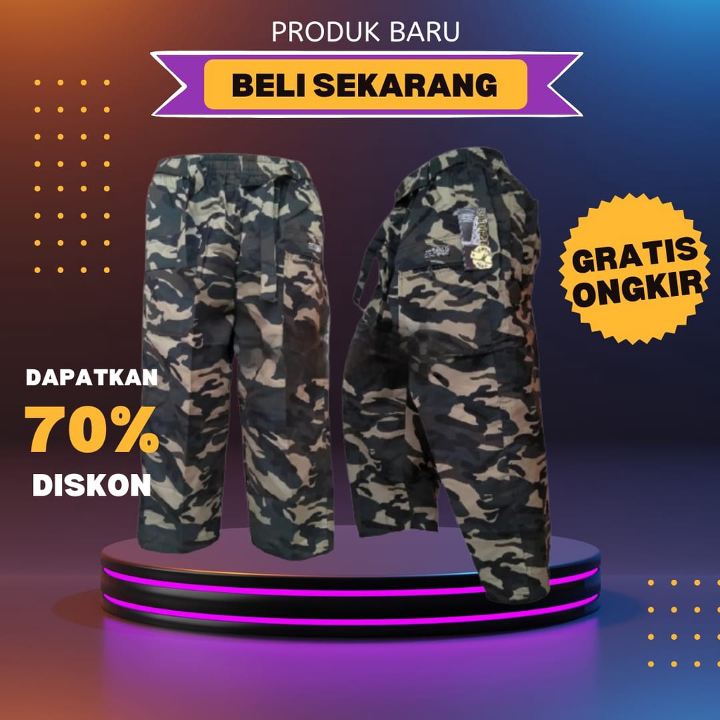 CELANA SIRWAL JUMBO PRIA/CELANA PANGSI DEWASA MOTIF LORENG ARMY COD