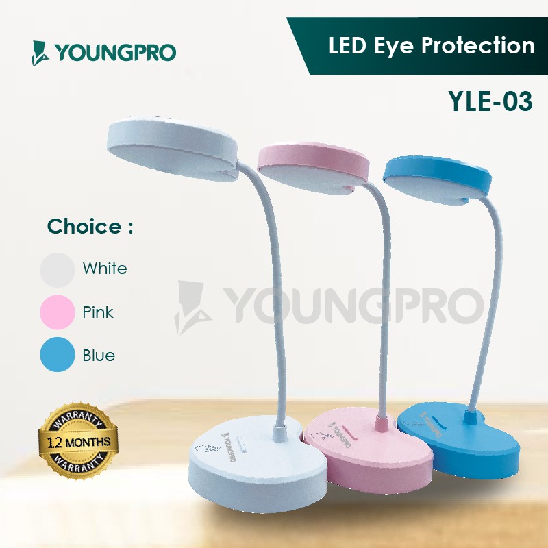 Lampu LED Baca Meja Belajar Rechargeable Bentuk Love 3 Warna Cahaya Warm White Natural Light - YLE03