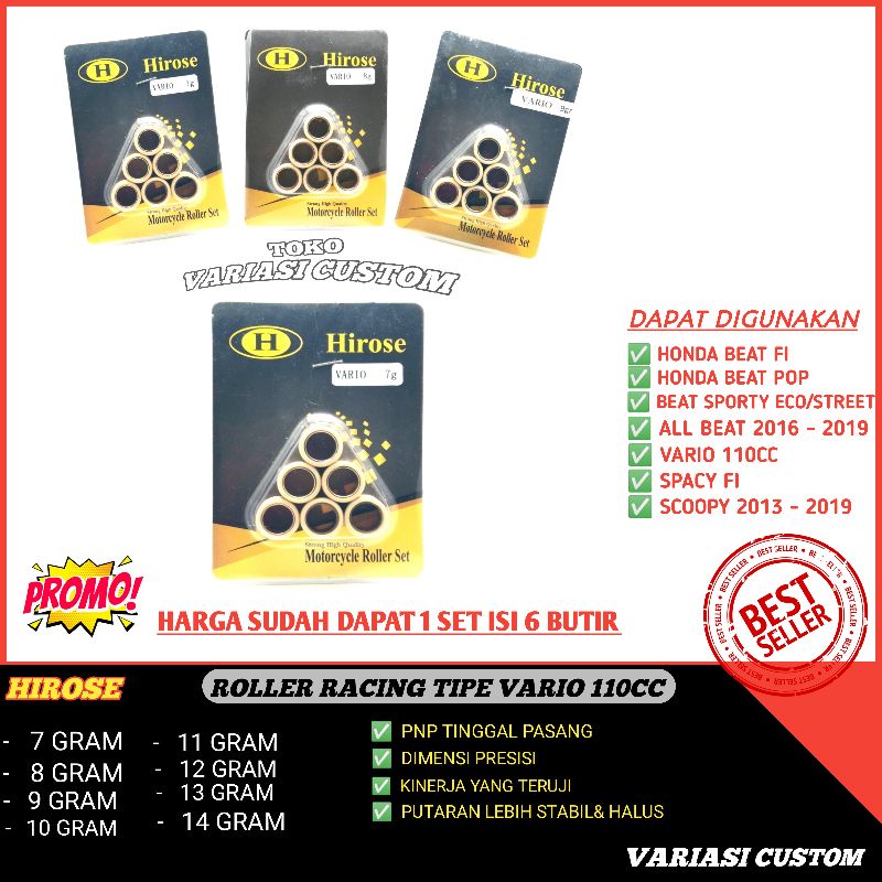 ROLLER ROLER LOLER RULER LULER RACING BEAT FI ESP STREET POP VARIO 110 KARBU SCOOPY ESP 7 9 8 10 11 12 GRAM GR ORIGINAL