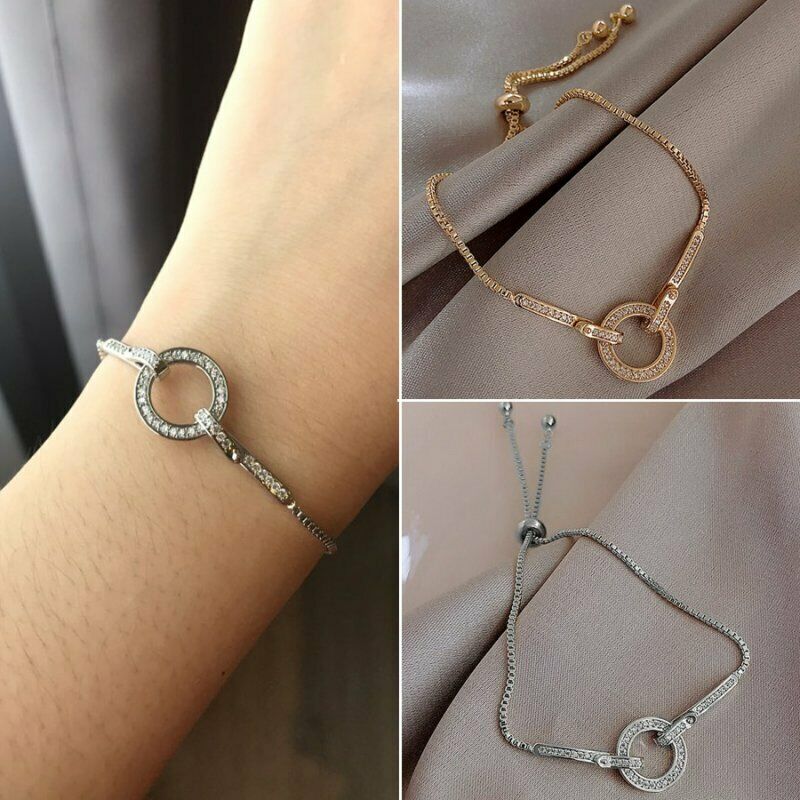 Gelang Wanita Desain Geometri Hias Zircon Menarik Untuk Pernikahan