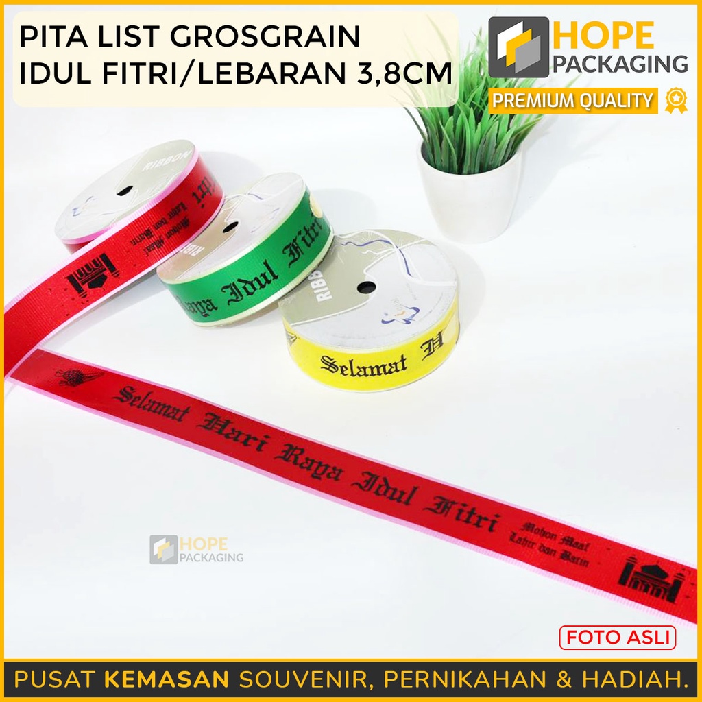 Pita Roll List Grosgrain 2 cm dan 3.8cm Pita Idul Fitri / Lebaran Souvenir Parcel Muslim