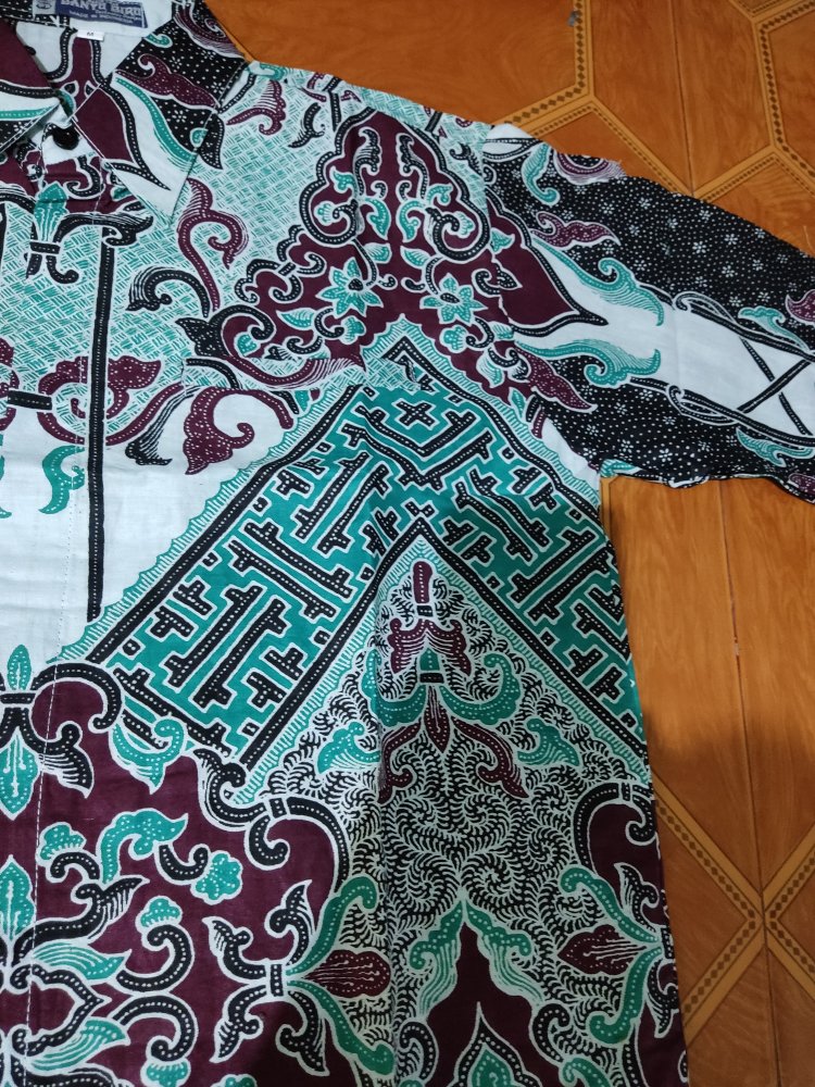Hem Batik Premium Motif Silang Dinasti Warna Putih Tosca Biru Coklat Marun Hijau