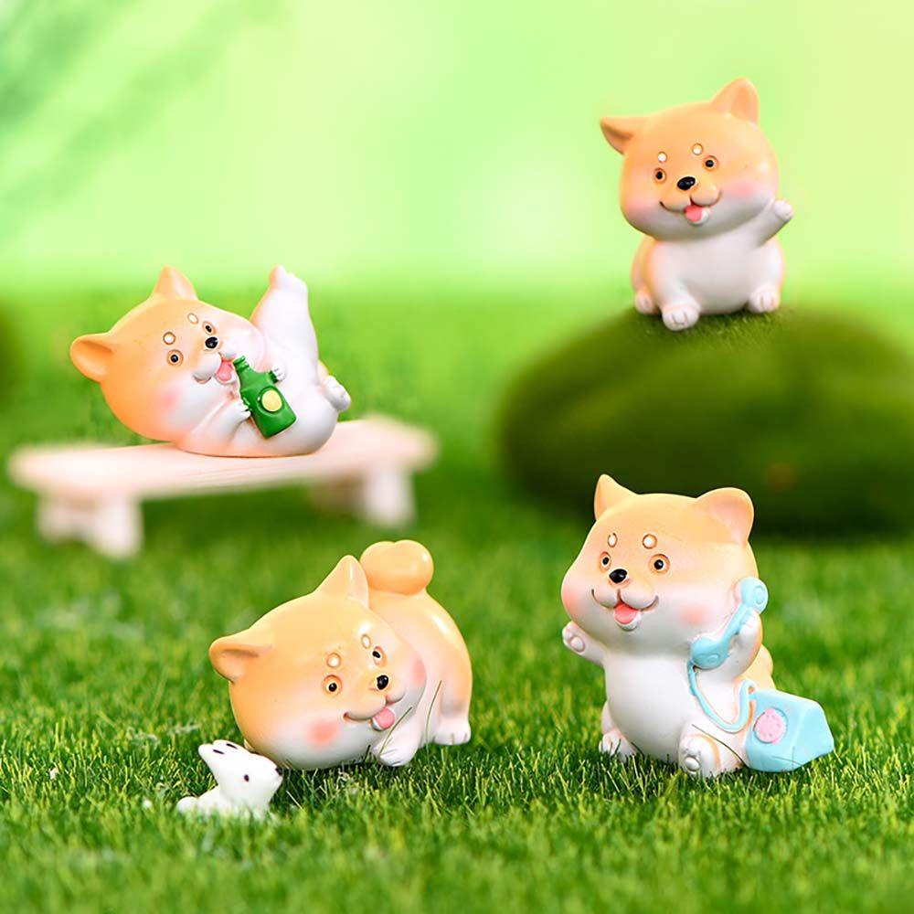 Agustina Miniatur Anjing Lucu Resin Hadiah DIY Dekorasi Rumah Taman Peri Hiasan Kue