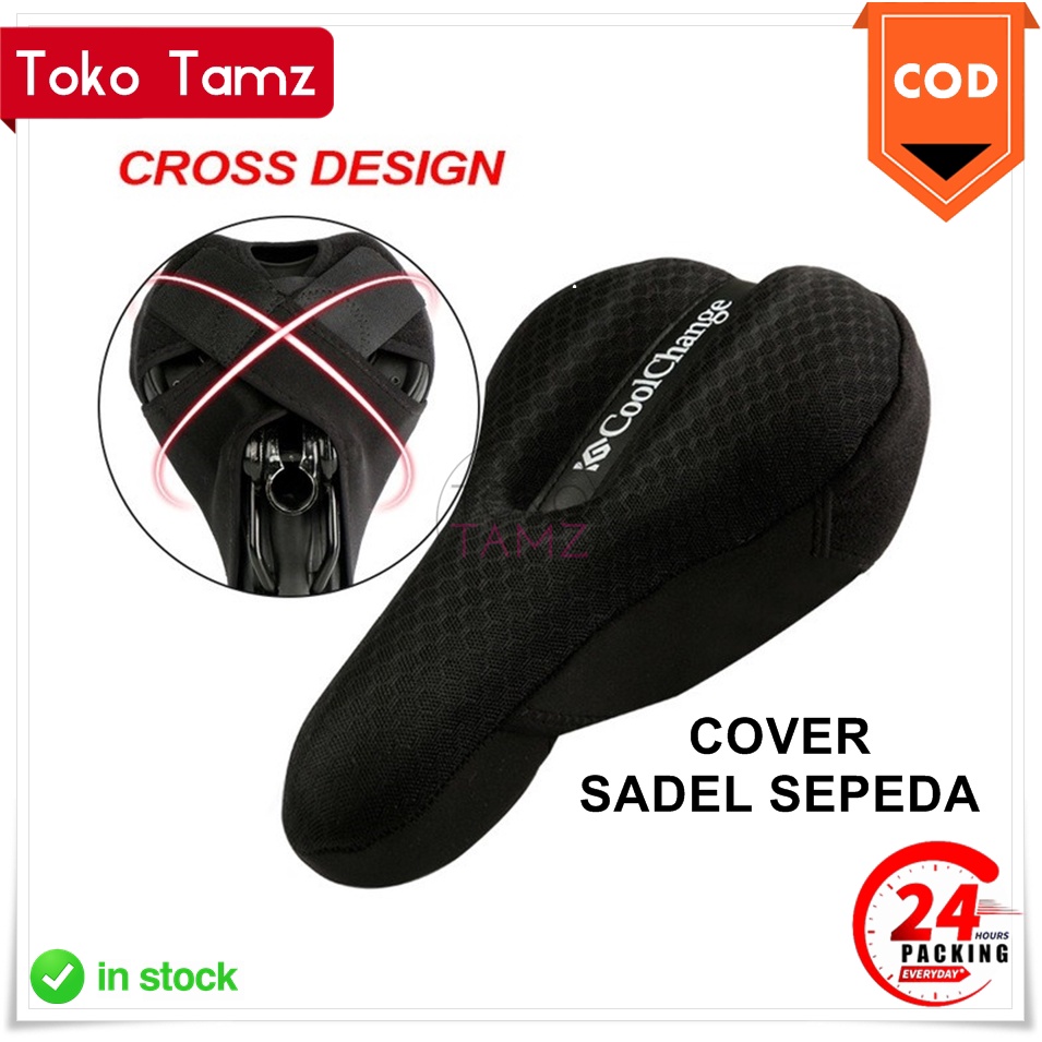 COD MAKASSAR CoolChange TEBAL EMPUK Cover Sarung Jok Sepeda Sadel Sponge Cushion Criss Cross Fasten 