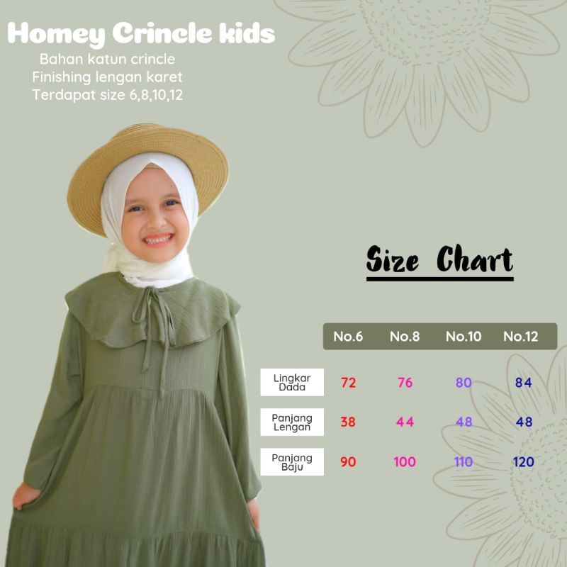 New-Busana Muslimah Anak/Gamis Anak Polos - Homey Crincle Kids - Bahan Katun Rayon Premium-Bisa COD